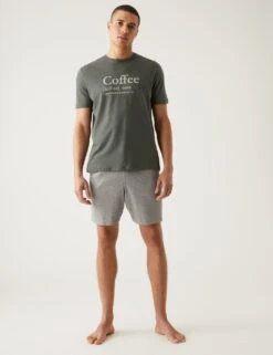 Pure Cotton Coffee Slogan Loungewear Top -Marksandspencer Sale Store SD 03 T07 3421 J4 X EC 2