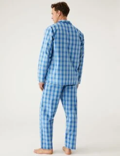 Pure Cotton Checked Pyjama Set -Marksandspencer Sale Store SD 03 T07 4744 E4 X EC 3