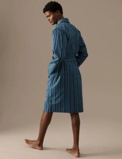 Cotton Rich Striped Dressing Gown -Marksandspencer Sale Store SD 03 T07 5402A E4 X EC 1