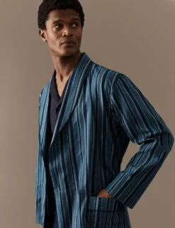 Cotton Rich Striped Dressing Gown -Marksandspencer Sale Store SD 03 T07 5402A E4 X EC 2