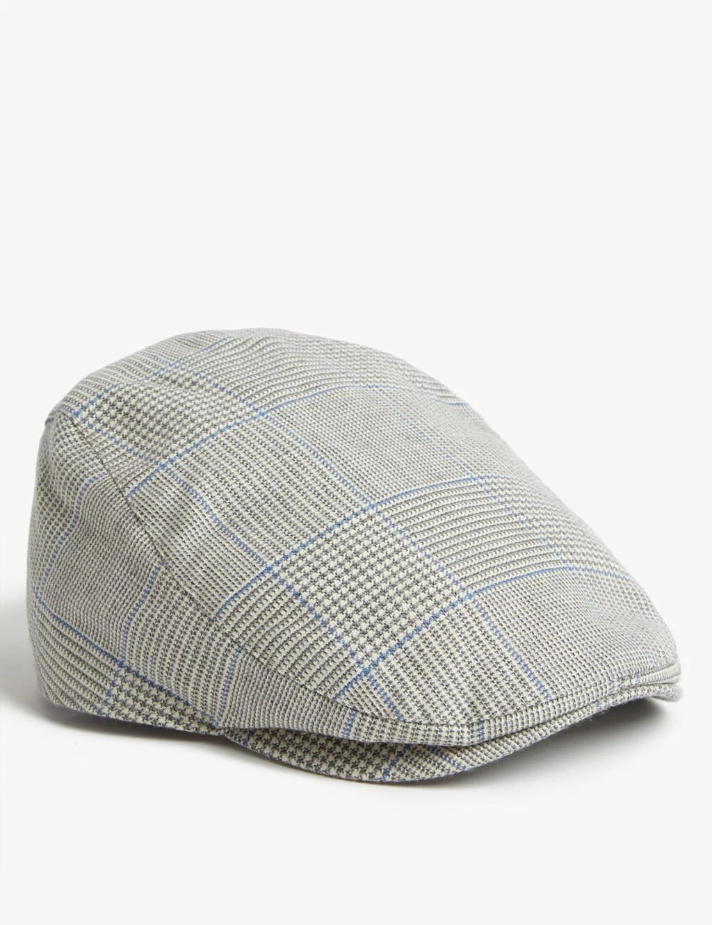Linen Blend Checked Flat Cap 2 Linen Blend Checked Flat Cap - Image 2