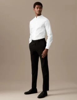 Slim Fit Cotton Stretch Grandad Collar Shirt -Marksandspencer Sale Store SD 03 T11 0730A Z0 X EC 2