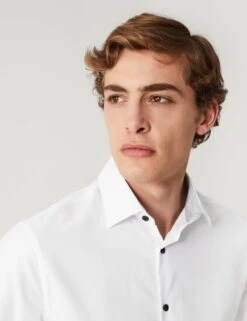Slim Fit Pure Cotton Textured Shirt -Marksandspencer Sale Store SD 03 T11 0775S Z0 X EC 2