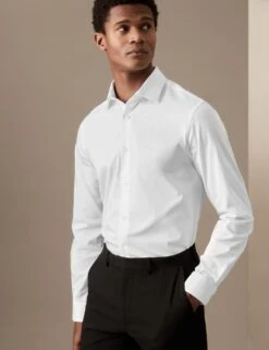 Slim Fit Easy Iron Cotton Rich Shirt -Marksandspencer Sale Store SD 03 T11 0776A Z0 X EC 2