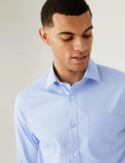 3pk Slim Fit Easy Iron Long Sleeve Shirts -Marksandspencer Sale Store SD 03 T11 2529S E0 X EC 1