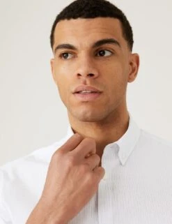 Regular Fit Cotton Rich Striped Shirt -Marksandspencer Sale Store SD 03 T11 6142 Z4 X EC 2