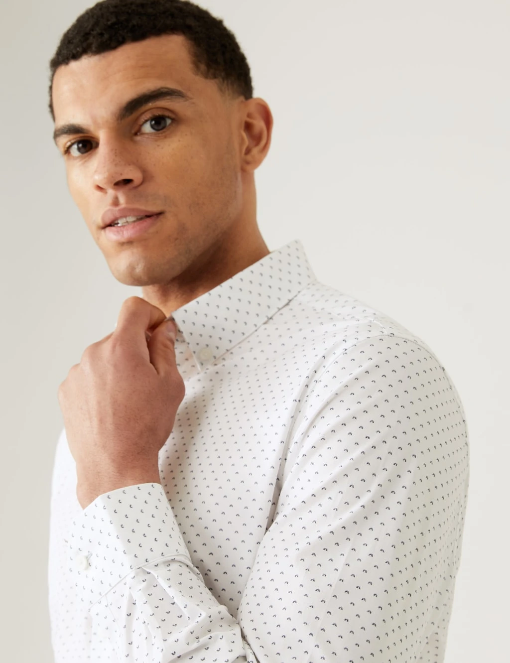 Slim Fit Cotton Rich Sun Ray Print Shirt 3 Slim Fit Cotton Rich Sun Ray Print Shirt - Image 3