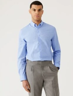 Slim Fit Cotton Rich Striped Shirt -Marksandspencer Sale Store SD 03 T11 6163S E1 X EC 1