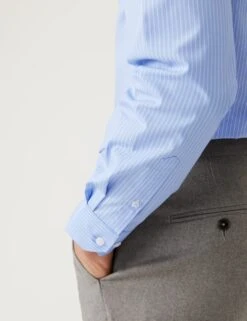 Slim Fit Cotton Rich Striped Shirt -Marksandspencer Sale Store SD 03 T11 6163S E1 X EC 4