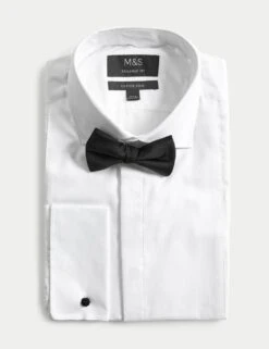 Tailored Fit Dinner Shirt With Bow Tie -Marksandspencer Sale Store SD 03 T11 7407T Z0 X EC 90