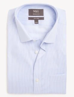 Regular Fit Pure Cotton Non Iron Striped Shirt -Marksandspencer Sale Store SD 03 T11 8730 E1 X EC 90