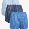 3pk Pure Cotton Striped Woven Boxers -Marksandspencer Sale Store SD 03 T14 3915 II X EC 0