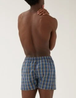 3pk Pure Cotton Checked Woven Boxers -Marksandspencer Sale Store SD 03 T14 3916 ZZ X EC 1