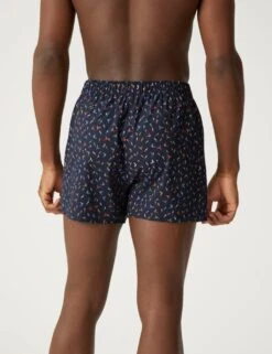 3pk Pure Cotton Bird Print Woven Boxers -Marksandspencer Sale Store SD 03 T14 3923 ZZ X EC 1