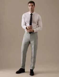 Tailored Fit Pure Wool Puppytooth Suit Trousers
