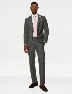 Tailored Fit Italian Wool Rich Suit Trousers