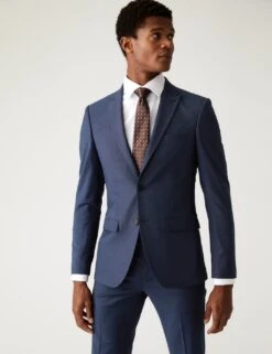 Skinny Fit Sharkskin Suit Jacket With Stretch