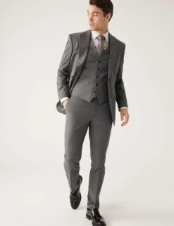 Regular Fit Sharkskin Stretch Suit Trousers -Marksandspencer Sale Store SD 03 T15 1608Y KU X EC 4