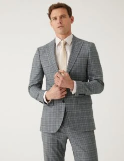 Slim Fit Prince Of Wales Check Suit Jacket