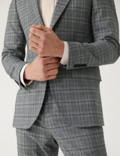 Slim Fit Prince Of Wales Check Suit Jacket -Marksandspencer Sale Store SD 03 T15 1831F T0 X EC 3