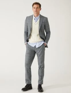 Slim Fit Prince Of Wales Check Suit Trousers -Marksandspencer Sale Store SD 03 T15 1832F T0 X EC 8