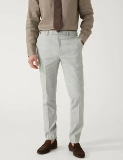 Slim Fit Italian Linen Miracle™ Suit Trousers -Marksandspencer Sale Store SD 03 T15 3366F T1 X EC 1