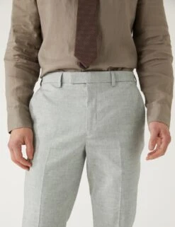 Slim Fit Italian Linen Miracle™ Suit Trousers -Marksandspencer Sale Store SD 03 T15 3366F T1 X EC 2