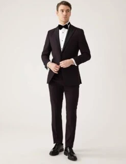 Burgundy Slim Fit Tuxedo Trousers -Marksandspencer Sale Store SD 03 T15 8202F XM X EC 4