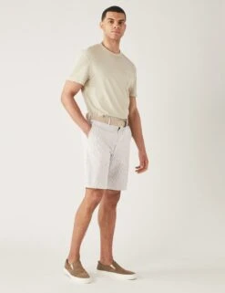 Pure Cotton Seersucker Belted Chino Shorts -Marksandspencer Sale Store SD 03 T17 2022M V4 X EC 1