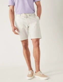 Linen Blend Half-Elasticated Waist Shorts