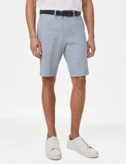 Linen Blend Striped Belted Chino Shorts -Marksandspencer Sale Store SD 03 T17 2211M F4 X EC 2