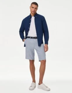 Linen Blend Striped Belted Chino Shorts -Marksandspencer Sale Store SD 03 T17 2211M F4 X EC 3