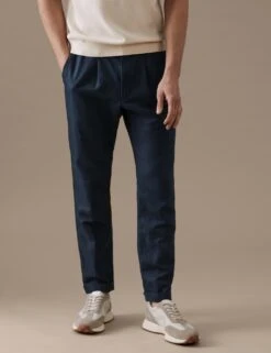 Tapered Fit Linen Blend Trousers -Marksandspencer Sale Store SD 03 T17 5742M F0 X EC 2