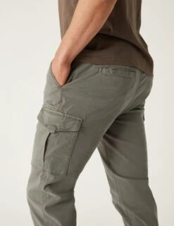 Slim Fit Textured Stretch Cargo Trousers -Marksandspencer Sale Store SD 03 T17 6114T KH X EC 1