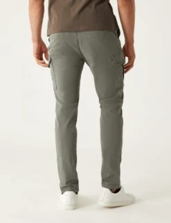 Slim Fit Textured Stretch Cargo Trousers -Marksandspencer Sale Store SD 03 T17 6114T KH X EC 2