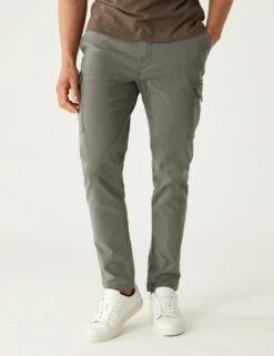 Slim Fit Textured Stretch Cargo Trousers -Marksandspencer Sale Store SD 03 T17 6114T KH X EC 3
