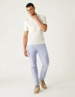 Slim Fit Textured Stretch Chinos -Marksandspencer Sale Store SD 03 T17 6607S O4 X EC 1