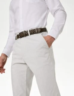 Slim Fit Textured Belted Chinos -Marksandspencer Sale Store SD 03 T17 6609S V0 X EC 2