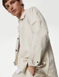 Easy Iron Linen Blend Overshirt -Marksandspencer Sale Store SD 03 T25 1178M V0 X EC 2