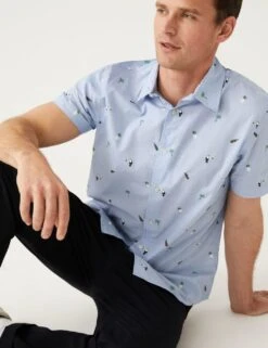 Pure Cotton Print Shirt -Marksandspencer Sale Store SD 03 T25 1181M E4 X EC 1