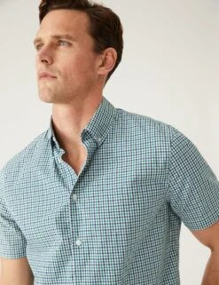 Pure Cotton Gingham Shirt -Marksandspencer Sale Store SD 03 T25 1183M E4 X EC 1