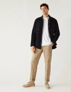 Cotton Blend Corduroy Borg Lined Check Shacket -Marksandspencer Sale Store SD 03 T25 2435M T0 X EC 1