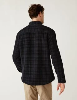 Cotton Blend Corduroy Borg Lined Check Shacket -Marksandspencer Sale Store SD 03 T25 2435M T0 X EC 3