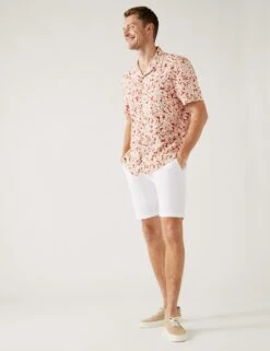 Linen Blend Leaf Print Shirt -Marksandspencer Sale Store SD 03 T25 2447M B4 X EC 1