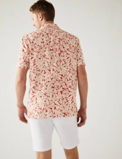 Linen Blend Leaf Print Shirt -Marksandspencer Sale Store SD 03 T25 2447M B4 X EC 3