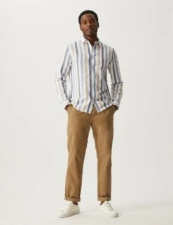 Linen Blend Striped Shirt -Marksandspencer Sale Store SD 03 T25 2448M E4 X EC 1