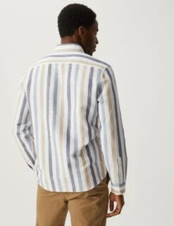 Linen Blend Striped Shirt -Marksandspencer Sale Store SD 03 T25 2448M E4 X EC 3