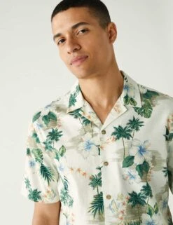 Pure Cotton Hawaiian Shirt -Marksandspencer Sale Store SD 03 T25 2456M NB X EC 2