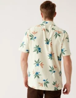 Linen Rich Floral Shirt -Marksandspencer Sale Store SD 03 T25 2460M NB X EC 1