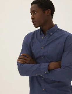 Pure Cotton Oxford Shirt -Marksandspencer Sale Store SD 03 T25 3911M QP X EC 4